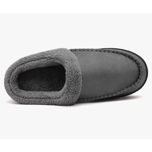 New Men's Slipper Moccasin Size 6-7 Dark Gray Faux Fur - Picture 10 of 17